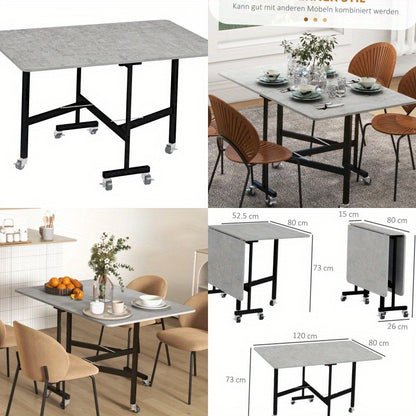 Uitschuifbare Eettafel – Uitklapbare Tafel – Klaptafel – Grote Eettafel – Verstelbare Tafel – Grijs – Geschikt Voor 46 Personen – Steviele Stalen Poten