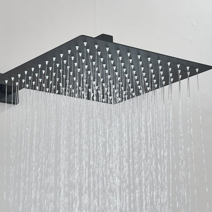 Doucheset Mat Zwart – Regendouche – Handdouche – Mengkraan – Douche Systeem – 40x40 cm Regendouche – Messing & RVS