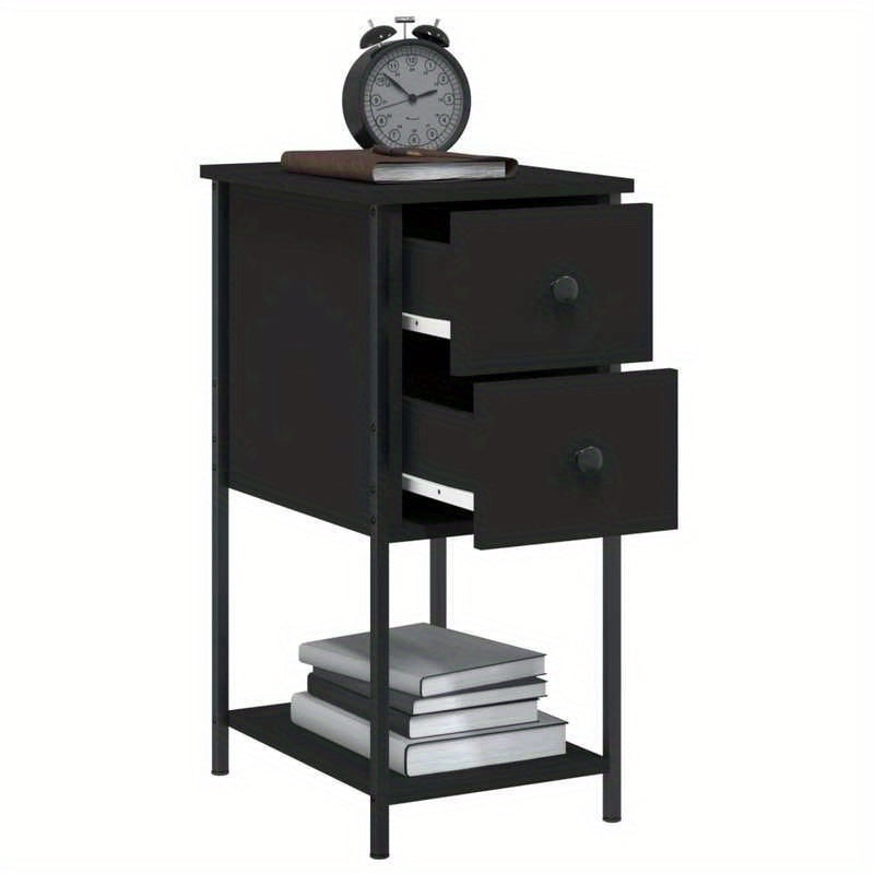 Nachtkastje – Bijzettafel – Bedkastje – Opbergkastje – Zwart – Hardhout En Bewerkt Hout – 32x42x70 cm – Multifunctioneel En Duurzaam