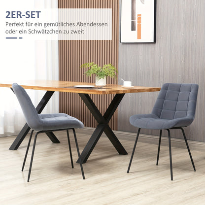 Eetkamerstoel – Keukenstoel – Stoel – Kuipstoel – Velours Zitting – Stalen Poten – Retro Design – Set Van 2 – Grijs – 50x61x79 cm