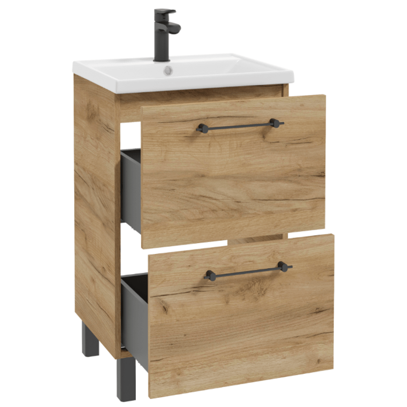 Badkamermeubel – Wastafelmeubel – Badkamerkast – Douchemeubel – Opbergkast Badkamer – Compact 50x80 cm – Vochtbestendig Gelamineerd Spaanplaat