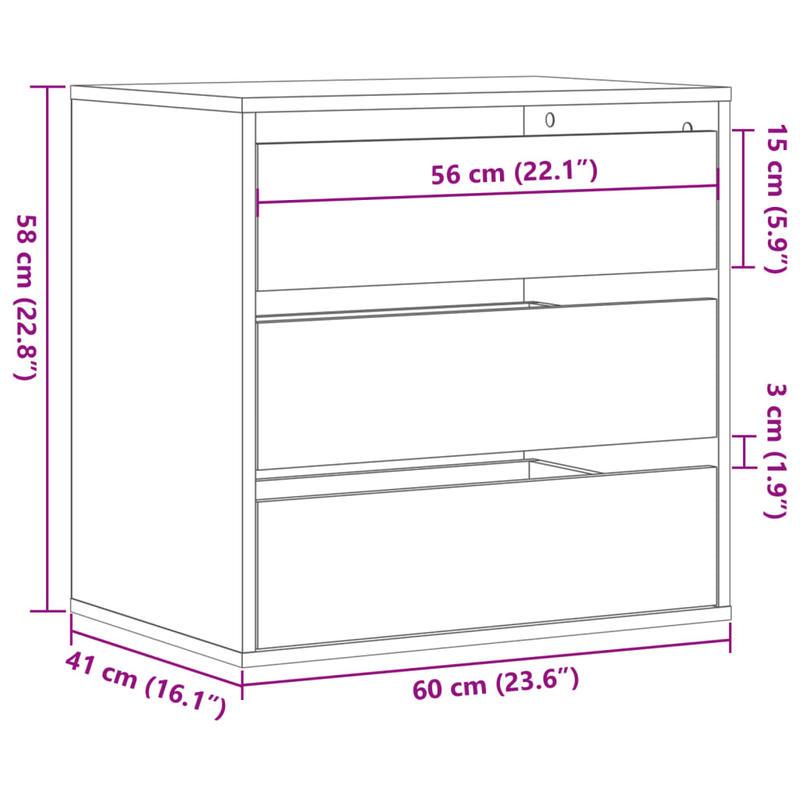 Craft Storage Easy assemble Modern chest of drawers dFTangle oak sonoma 60x41x58cm wood dFTengineering Art Storage Cabinet, Storage Cabinets