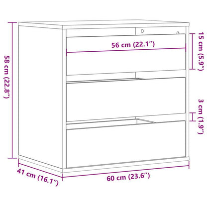 Craft Storage Easy assemble Modern chest of drawers dFTangle oak sonoma 60x41x58cm wood dFTengineering Art Storage Cabinet, Storage Cabinets