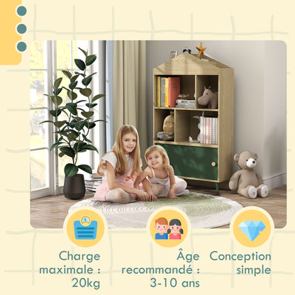 AIYAPLAY 'S Library Bookshelf 'S Storage Shelf 'S Room Toy Storage Furniture with 4 Niches, Cabinet for Playroom, 'S Room, Living Room - 80 X 30 X 140, 5 Cm Green