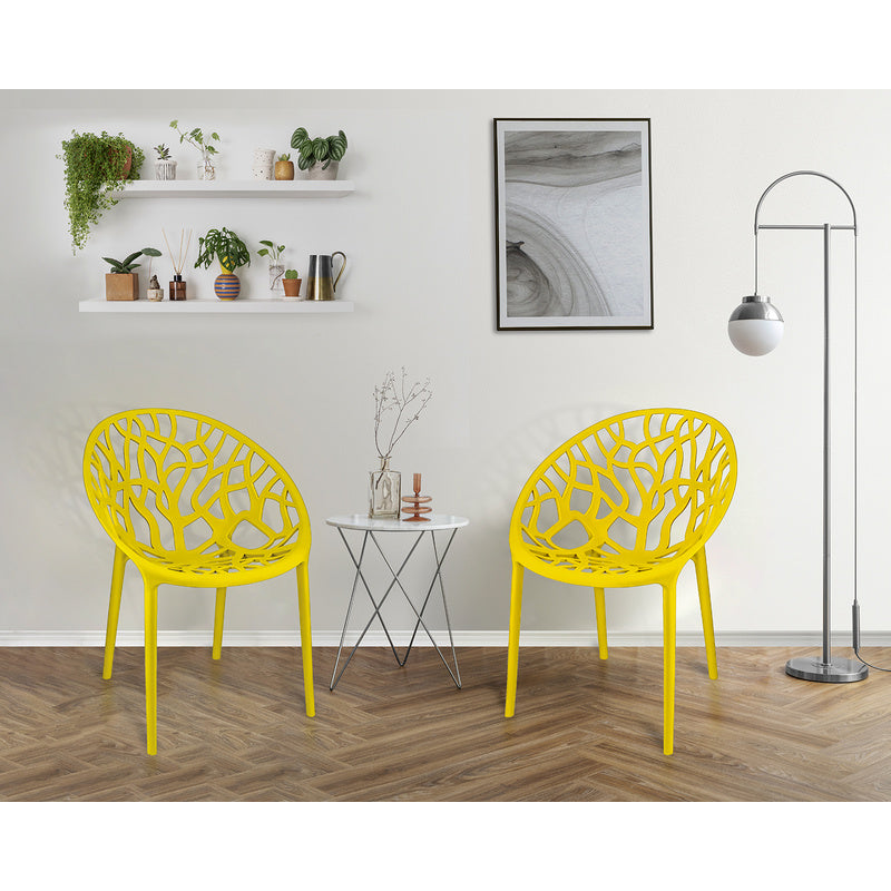 Gele Stoel – Eetkamerstoel – Tuinstoel – Designstoel – Kunststof Stoel – Weerbestendig – 80 cm Hoog – Max 120 kg Belastbaar