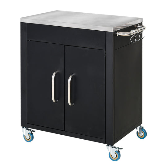 Keukentrolley – Serveerwagen – Keukenwagen – Opbergkast – Rolwagen – Zwart – RVS Handgrepen – Compact 86x50x86,5 cm