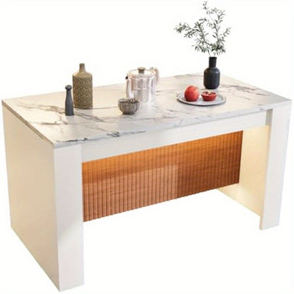Eettafel – Keukentafel – Dinertafel – Tafel – Tafeltje – Wit Nepmarmer – 160x80x80 cm – Geschikt voor 6-8 Personen