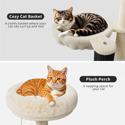 3-in-1 Cat Tree Tower with Hidden Litter Box - Multi-Level Cat Furniture House with Sisal Scratching Post, Plush Perch, Ladder & Enclosed Toilet - Space-Saving Wood Cat Tree for Cats (Compatible with Litter)