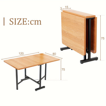 Uitklaptafel – Klaptafel – Vouwtafel – Eettafel – Inklapbare Tafel – Natuurlijke Houtkleur – Uittrekbaar 120x80 cm – Stevig Metalen Onderstel