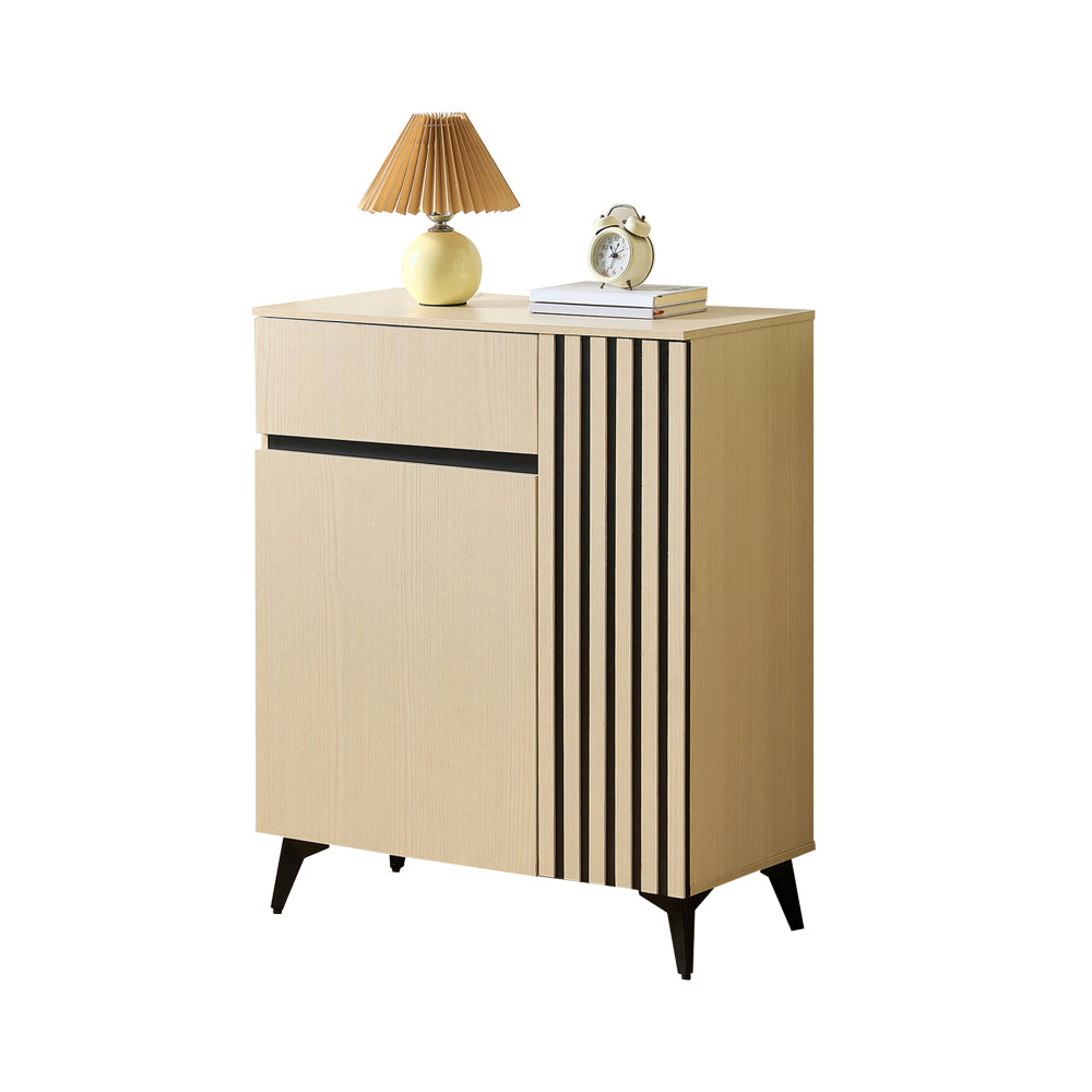 Modern Shoe Cabinet with Double Doors & Single Drawer - Adjustable Shelves, Space-Saving Storage for Hallway, Living Room, Bedroom - Lightweight Metal Construction