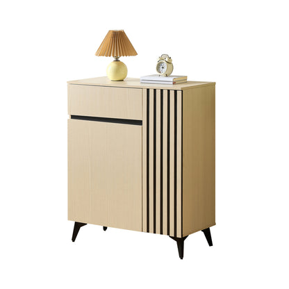 Modern Shoe Cabinet with Double Doors & Single Drawer - Adjustable Shelves, Space-Saving Storage for Hallway, Living Room, Bedroom - Lightweight Metal Construction