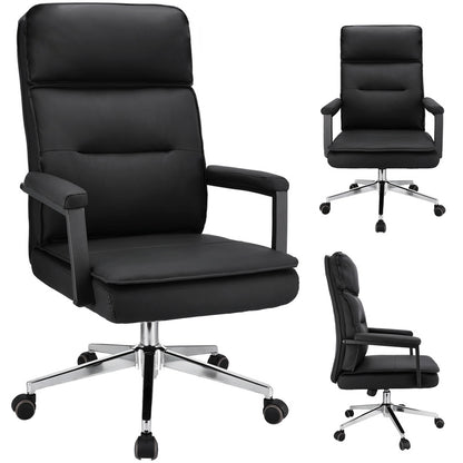 Bureaustoel – Office Chair – Kantoorstoel – Draaistoel – Werkstoel – Eco-leer Bekleding – Verstelbare Hoogte 43-49 cm