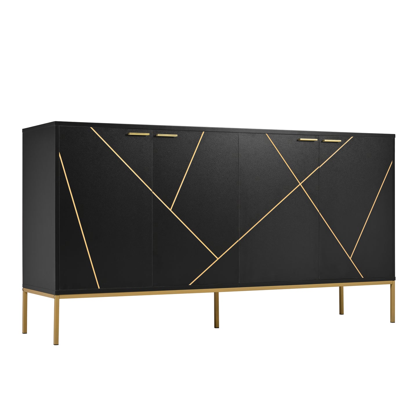 Dressoir – Sideboard – Opbergkast – Ladekast – Buffetkast – Zwart Met Gouden Accenten – Stevige Metalen Constructie – Compact 31,5x59x15 cm