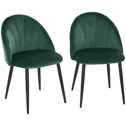 Eetkamerstoel – Stoel – Kuipstoel – Keukenstoel – Zitmeubel – Set van 2 – Comfortabele Ergonomische Rugleuning – Groen Beklede Stoel 52x54x79 cm