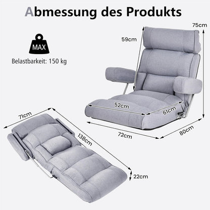 Zitzak – Vloerstoel – Beanbag – Loungestoel – Fauteuil – Verstelbare Rugleuning – Ergonomische Ondersteuning – Grijs