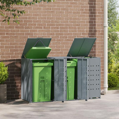 Vuilnisbak – Afvalbak – Prullenbak – Afvalcontainer – Afvalemmer – Grijs – Stevig Metaal – Ventilatie Met Wielen – 207x79x117 cm – Roestbestendig