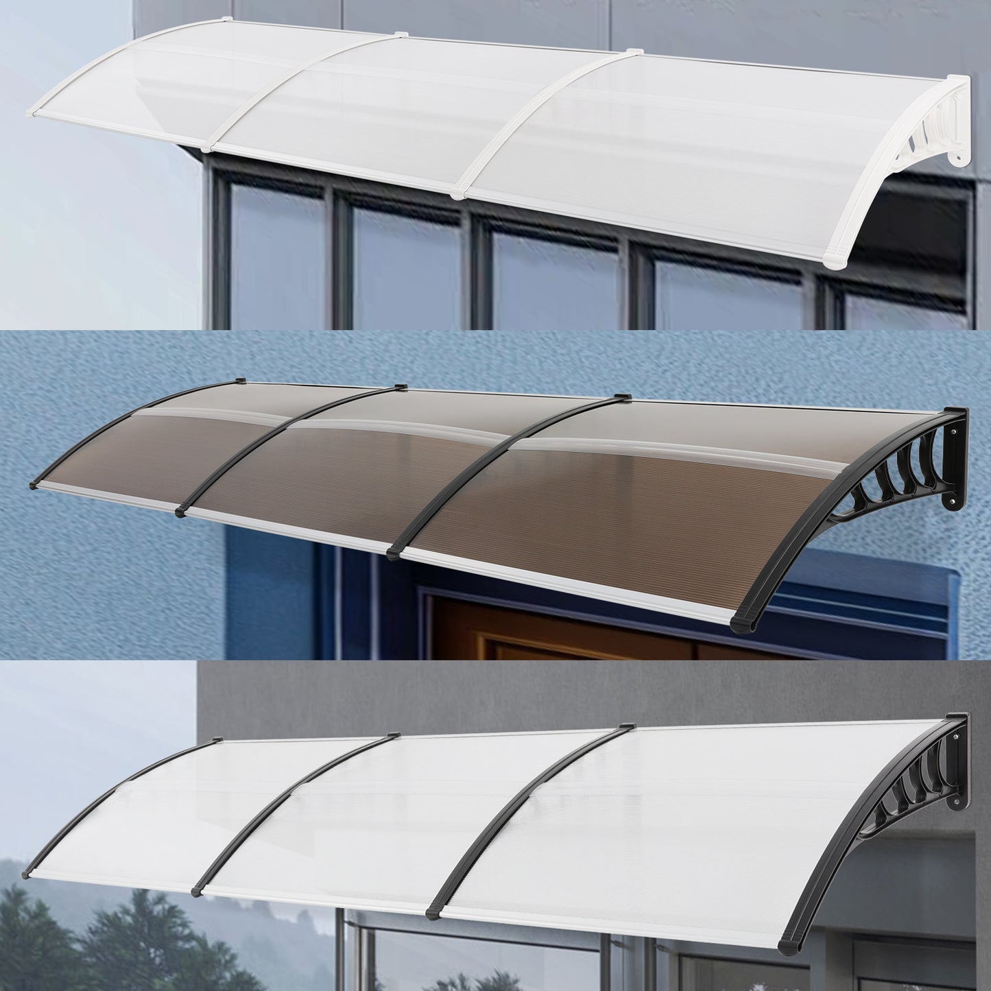 Deurkap Canopy – Boogluifel – Overkapping – Luifel – Zonnescherm – Weerbestendig Aluminium – 90 x 300 cm – Stijlvol & Duurzaam