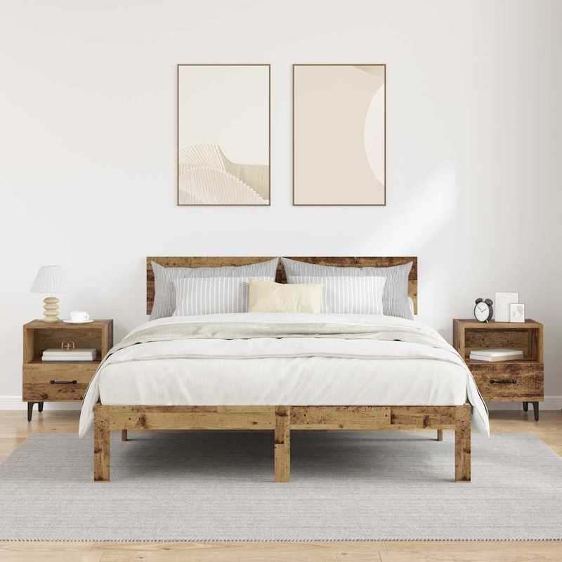 High-quality Nachtkastje 2pcs Oud hout 40 x 35 x 47.5cm Bewerkt hout, Bedroom Furniture, Classic Design, Handcrafted Wood, Apartment Living