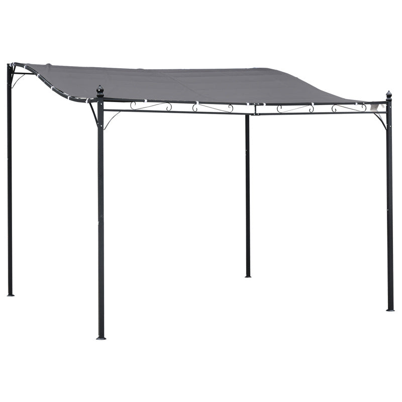 Pergola – Tuinpaviljoen – Terrasoverkapping – Prieel – Pergoladoek – Roestvrij Stalen Frame – Gebogen Polyester Dak 297x297 cm – Muurbevestiging