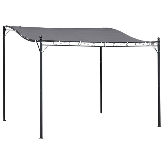 Pergola – Tuinpaviljoen – Terrasoverkapping – Prieel – Pergoladoek – Roestvrij Stalen Frame – Gebogen Polyester Dak 297x297 cm – Muurbevestiging