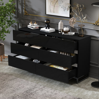 Dressoir – Buffet – Opbergkast – Ladekast – Commode – Zwart Met Gouden Accenten – 4 Deuren – Met Metalen Poten