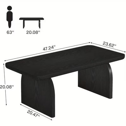 Salontafel – Woonkamertafel – Koffietafel – Middenzaal Tafel – Bijzettafel – Extra Lang 120x60 cm – Mat Zwart – Afgeronde Hoeken – Stevige Constructie