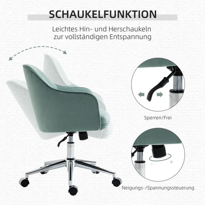 Bureaustoel – Kantoorstoel – Draaistoel – Gamestoel – Bureaustoel Met Wielen – Verstelbare Hoogte – Schommelfunctie – Fluwelen Polyester Bekleding – Metalen Onderstel – 61x59x80,5-90,5 cm