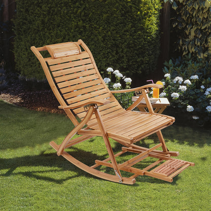 Schommelstoel – Relaxstoel – Fauteuil – Loungestoel – Tuinstoel – Inklapbaar & Verstelbare Rugleuning – Stevig Stalen Frame Met Weerbestendig Kunststof Vlechtwerk – Draagvermogen 200 kg