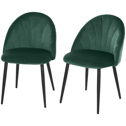 Eetkamerstoel – Stoel – Kuipstoel – Keukenstoel – Zitmeubel – Set van 2 – Comfortabele Ergonomische Rugleuning – Groen Beklede Stoel 52x54x79 cm
