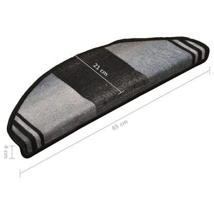 Trapmatten – Trapmat – Trapbekleding – Traptredematten – Trapmaantjes – Zelfklevend – 15 Stuks 65x21x4 cm – Zwart-Grijs – Antislip – Comfortabel