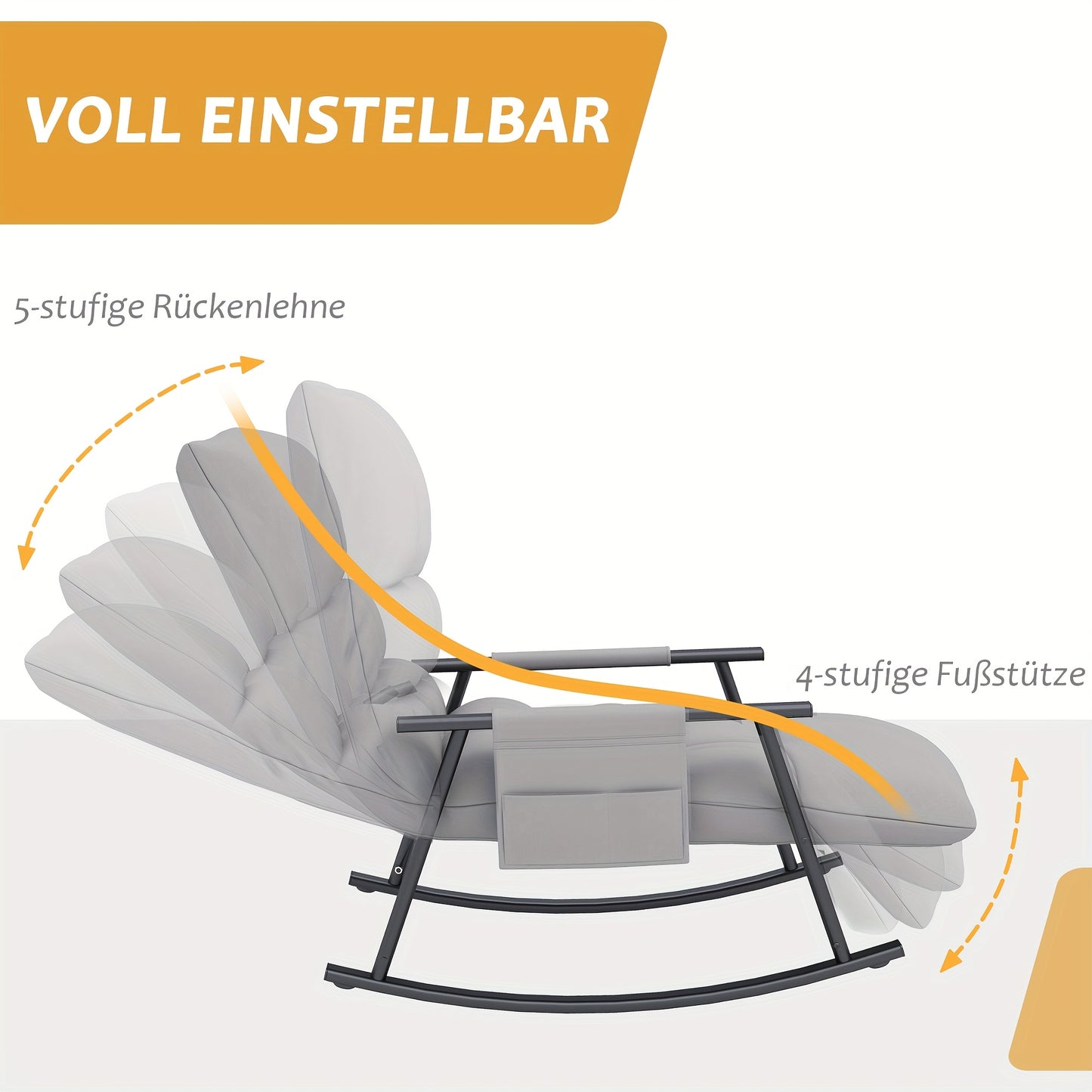 Schommelstoel – Relaxstoel – Fauteuil – Loungestoel – Voedingsstoel – Extra brede Zitting – Handmatig Verstelbare Rugleuning