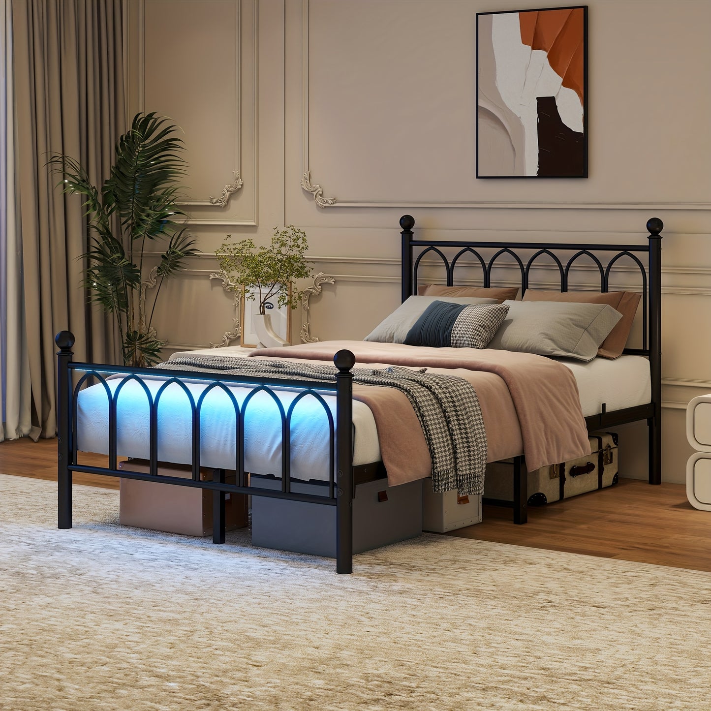 Metalen Bedframe – Bedframe Stalen Frame – Vintage Bed – Slaapkamerbed – 120x200 cm – Zwart – Duurzaam Staal – Inclusief Lattenbodem