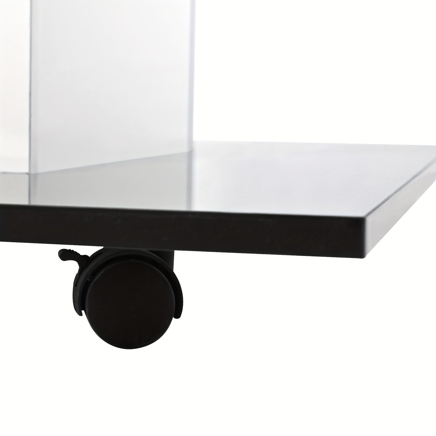 Coffee Table, High Gloss Glass Coffee Table, Movable Coffee Table With Swivel Wheels