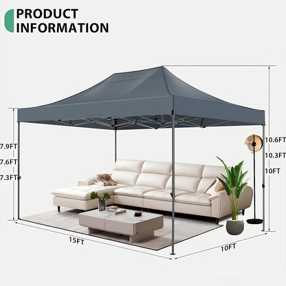 Feesttent – Partytent – Paviljoen – Tuintent – Overkapping – Pop-up Tent 3,05x4,57m – Hoogte Verstelbaar – Met Afneembare Zijwanden