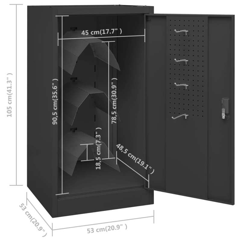 Stalen Opslagkast – Metaalkast – Werkplaatskast – Lockerkast – Opbergkast – Vergrendelbare Deur – Verstelbare Haken – Stevig Anthraciet 53x53x105 cm