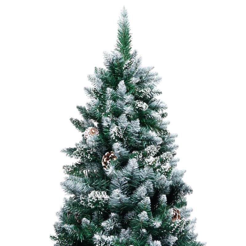 210cm Large Artificial Christmas Tree with Pine Cones & White Snow Cover - Self-Standing Floor Decoration with Sturdy Base, No Needed, Realistic Evergreen Needles for Home, Hotel Lobby, Restaurant, Office Holiday Decor - Easy