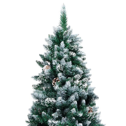 210cm Large Artificial Christmas Tree with Pine Cones & White Snow Cover - Self-Standing Floor Decoration with Sturdy Base, No Needed, Realistic Evergreen Needles for Home, Hotel Lobby, Restaurant, Office Holiday Decor - Easy