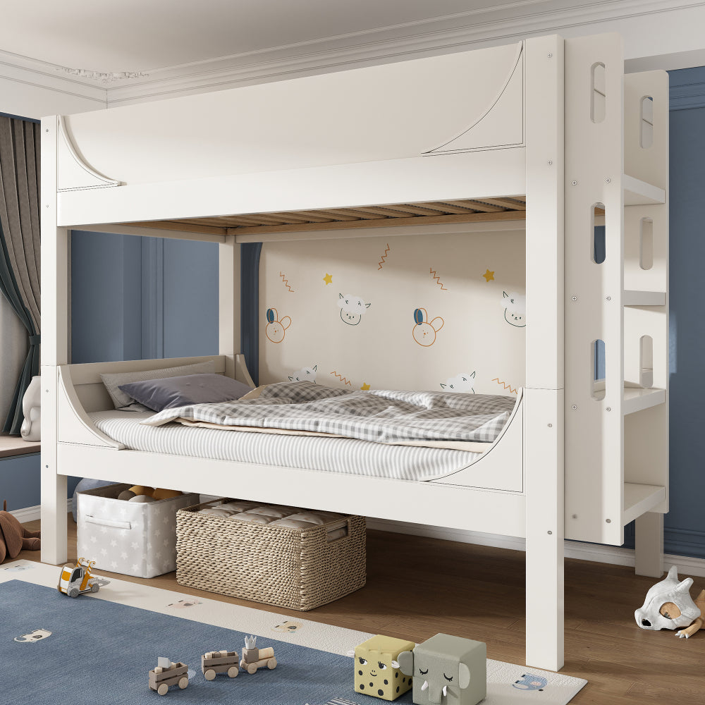 Hoogslaper – Stapelbed – Kinderbed – Eenpersoonsbed – Mezzaninebed – Wit – 90x200 cm – Stevige Metalen Constructie – Ruimtebesparend & Multifunctioneel