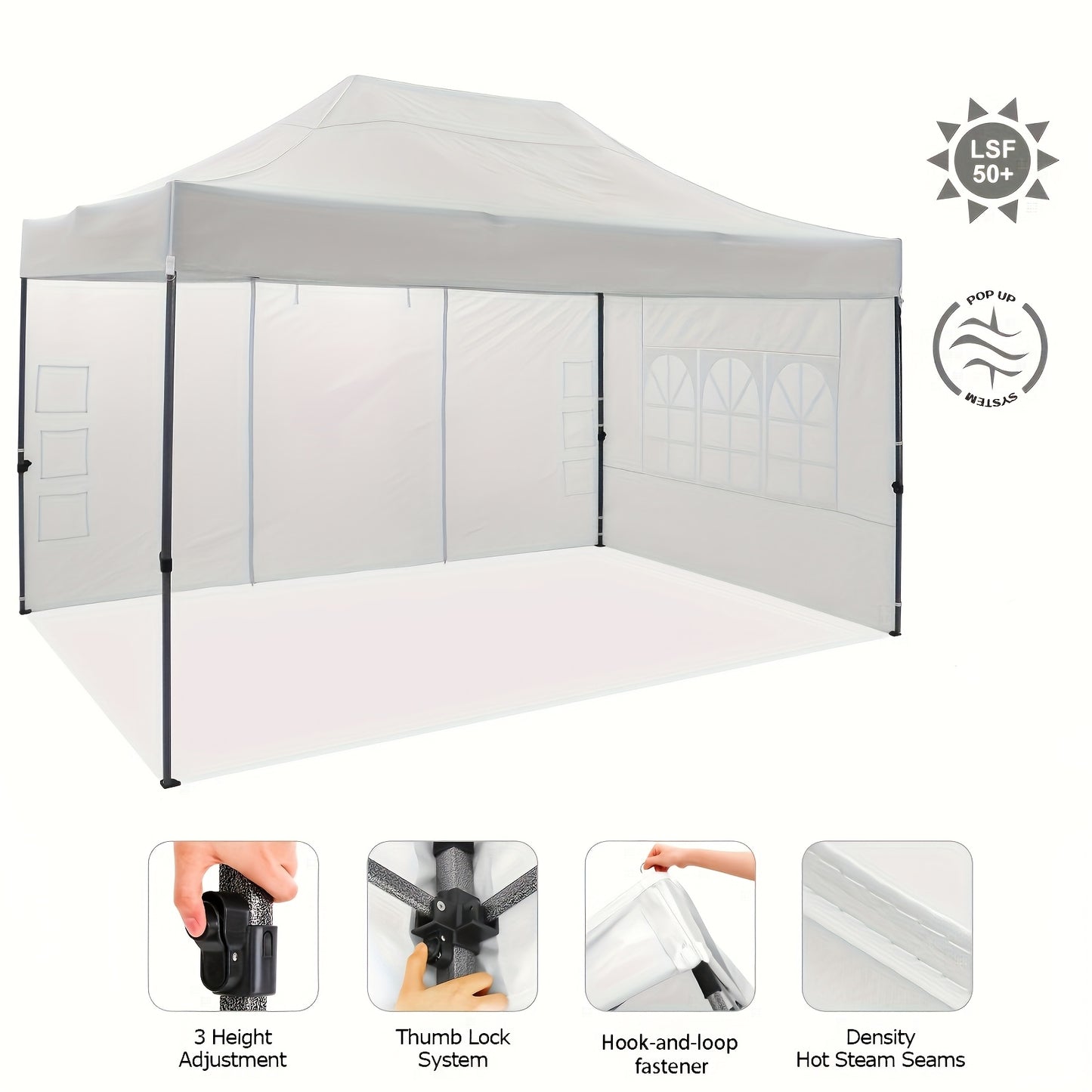 Pop-Up Partytent – Vouwtent – Tent Met Zijwanden – Buiten Shelter – 3 Afneembare Zijwanden – Aluminium Frame