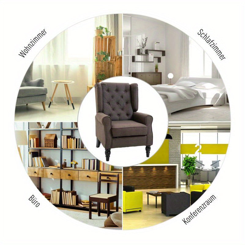 Fauteuil – Relaxstoel – Zetel – Leesstoel – Stoel – Ergonomisch Design – Polyester vulling – Houten Poten – Bruin – 76x86x108 cm – Stevige Rugleuning – Gemakkelijk Schoonmaakbaar