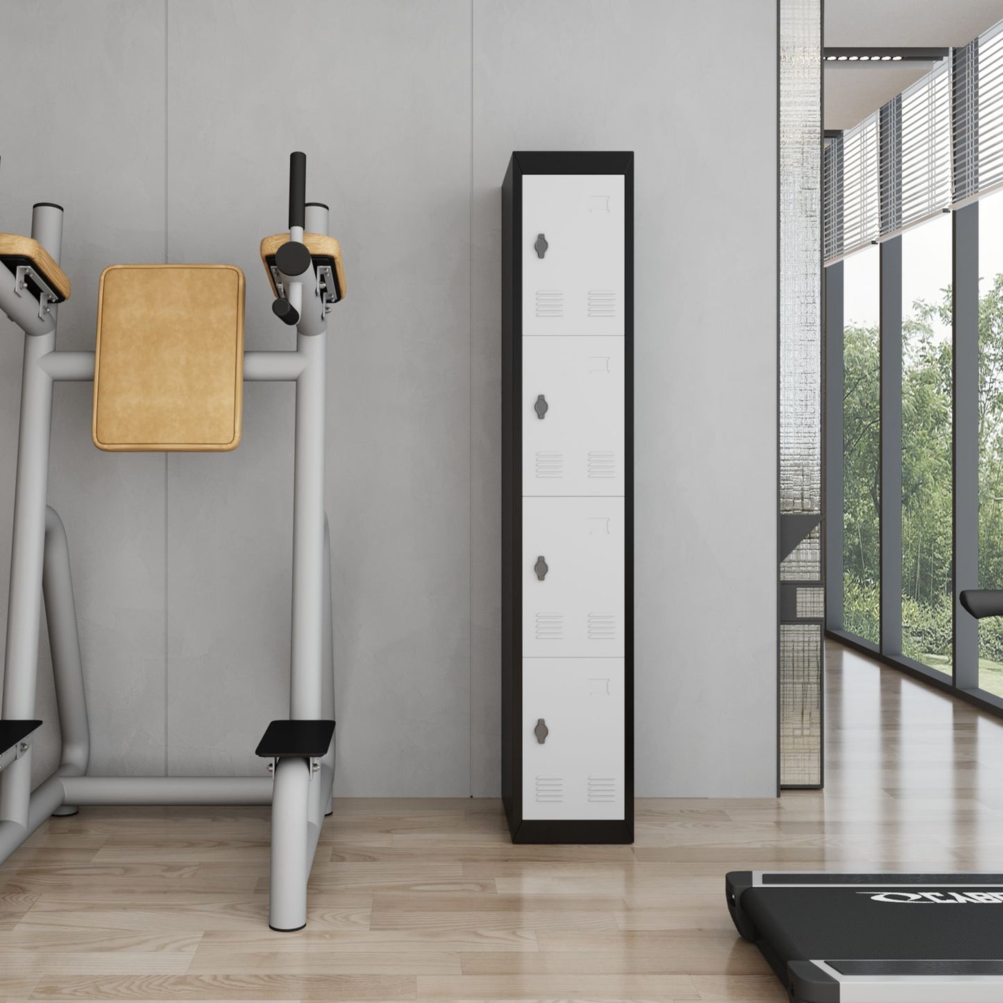 182.88cm Tall Heavy-Duty Lockable 4-Door Metal Storage Cabinet Suitable for School, Garage, Office, Gym, Home & Warehouse - Locker Room Cabinet with Shelves, -Standing (No Wood)