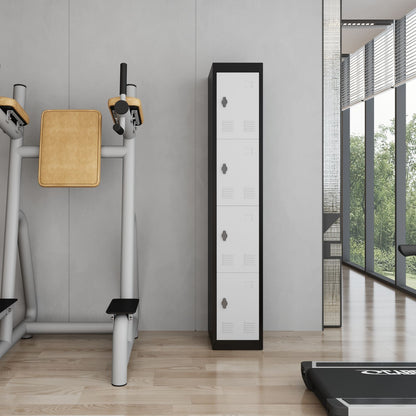 182.88cm Tall Heavy-Duty Lockable 4-Door Metal Storage Cabinet Suitable for School, Garage, Office, Gym, Home & Warehouse - Locker Room Cabinet with Shelves, -Standing (No Wood)