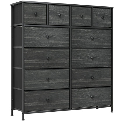 Sideboard – Dressoir – Ladekast – Commode – Opbergkast – Zwart – 12 Stoffen Laden – Stevig Hout en Metaal