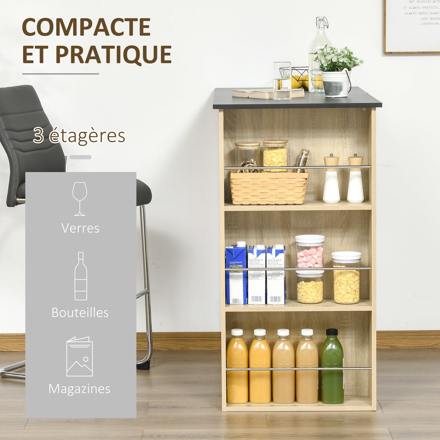 Bartafel – Statafel – Hoektafel – Hoge Keukentafel – Bistrotafel – Licht Eikenhout – Met 3 Open Planken – Afmetingen 112x57x106 cm