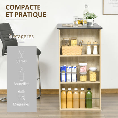 Bartafel – Statafel – Hoektafel – Hoge Keukentafel – Bistrotafel – Licht Eikenhout – Met 3 Open Planken – Afmetingen 112x57x106 cm