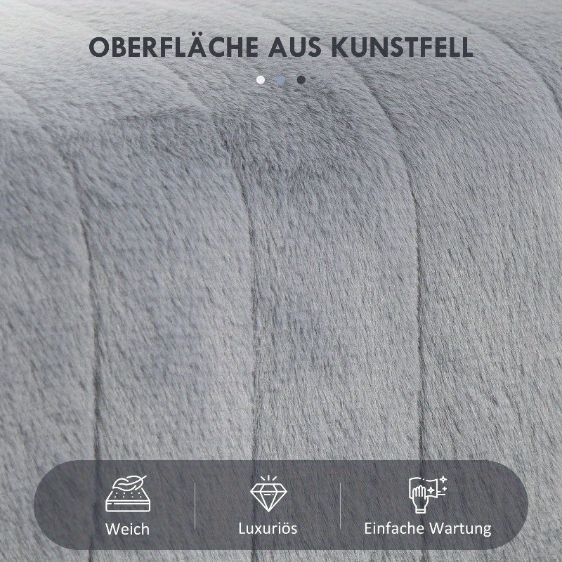 Schoenenbank – Opbergbank – Halbankje – Zitbankje – Kapstokbank – Gevoerd zitvlak met faux bont – Grijze metalen poten 82x30x47 cm