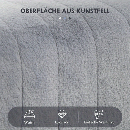 Schoenenbank – Opbergbank – Halbankje – Zitbankje – Kapstokbank – Gevoerd zitvlak met faux bont – Grijze metalen poten 82x30x47 cm