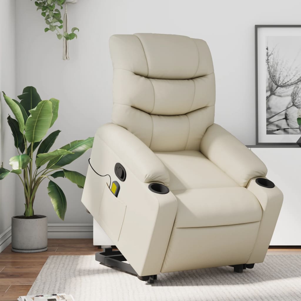 Sta-op Stoel Elektrisch – Relaxfauteuil – Verstelbare Zitstoel – Elektrische Sta-opfunctie – Vibratiemassage – Kunstleer Bekleding – 135 Graden Kantelbaar