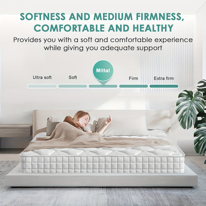 Authmic Mattress 90X200/140X200 Cm, Featuring 7-Zone Pocket Springs, Firmness Level H3, Equipped with Breathable Covers, Height of 22 Cm, a Premium Sleeping Mattress Constructed from Individual Springs And Comfort Foam.