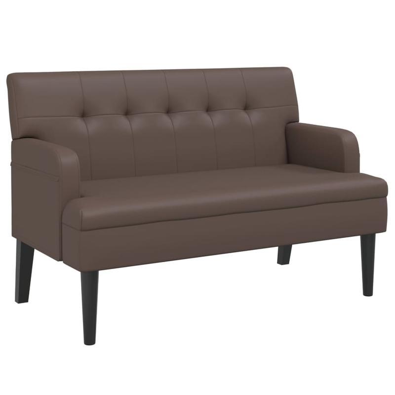 Leisure Chair – Relaxstoel – Fauteuil – Zitting Met Rugleuning – Stoel Bruin – Stevig Hardhout – Kunstleer Bekleding – Comfortabele Rugleuning – Compacte Afmetingen 112x65,5x75 cm